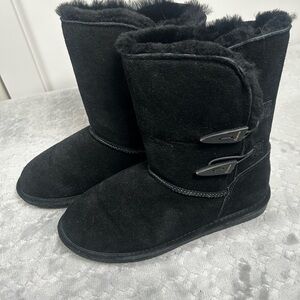 Bearpaw Abigail Black Suede Sheepskin Winter Boots Women’s 10